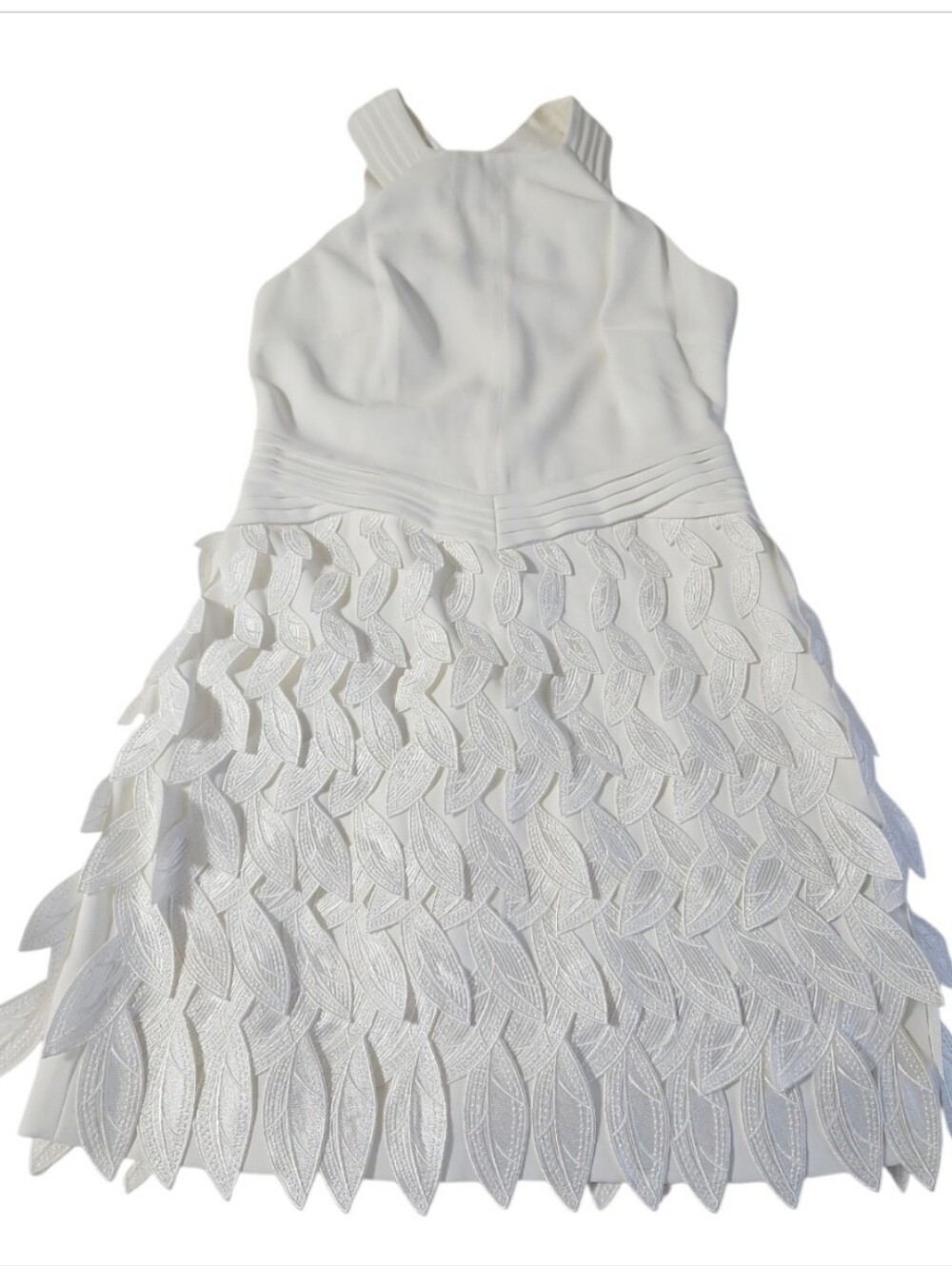 REISS White Flora Feather-Trim Halter Mini Dress Sz 8 - Picture 9 of 16